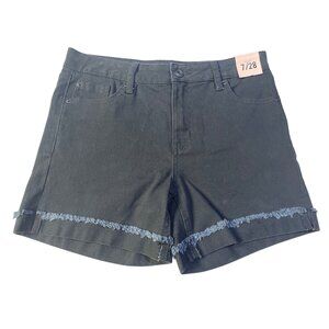 Celebrity Pink Size 7/28 Mid-Rise Fray Denim Shorts Black with Gray Fray